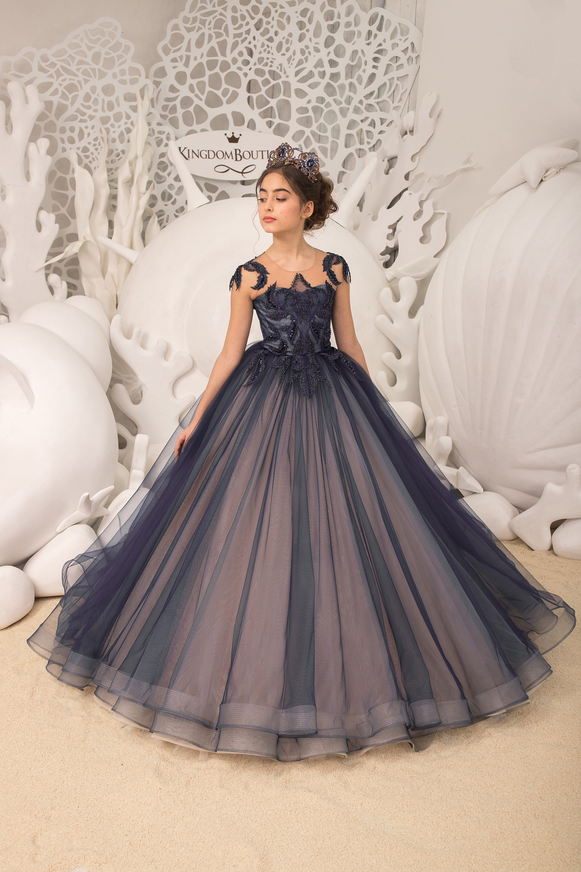 Navy blue and blush deals pink flower girl dresses