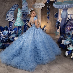 Blumenmädchen Kleid, Blumenmädchen Kleid Tüll, Blumenmädchen Kleid Spitze, Blaues Blumenmädchen Kleid, Erstkommunion Kleid, Junior Brautjungfer Kleid