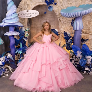Blumenmädchen Kleid, Tüll Blumenmädchen Kleid, Blumenmädchen Kleid aus Spitze, Rosa Blumenmädchen Kleid, Erstkommunion Kleid, Junior Brautjungfer Kleid
