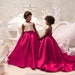 Fuchsia and Black Satin Lace Tulle Formal Flower Girl Dress for Special ...