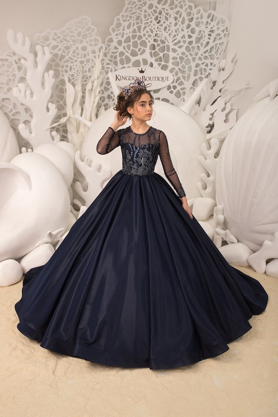 Vestidos de fiesta para niña azul marino hot sale