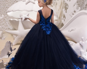 FYMNSI Abito Da Principessa In Tulle Per Bambine, Senza Maniche, Con Ricami Floreali E Fascia In Raso, Per Matrimoni, Comunioni E Feste, Taglie 2-10 Anni