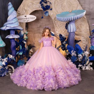 Blumenmädchen Kleid, Tüll Blumenmädchen Kleid, rosa und lila Kleid, Elfenbein Blumenmädchen Kleid, Erstkommunion Kleid, Junior Brautjungfer Kleid