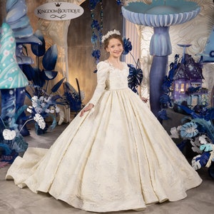 Blumenmädchen Kleid, Tüll Blumenmädchen Kleid, Blumenmädchen Kleid, Creme Blumenmädchen Kleid, Erstkommunion Kleid, Junior Brautjungfer Kleid