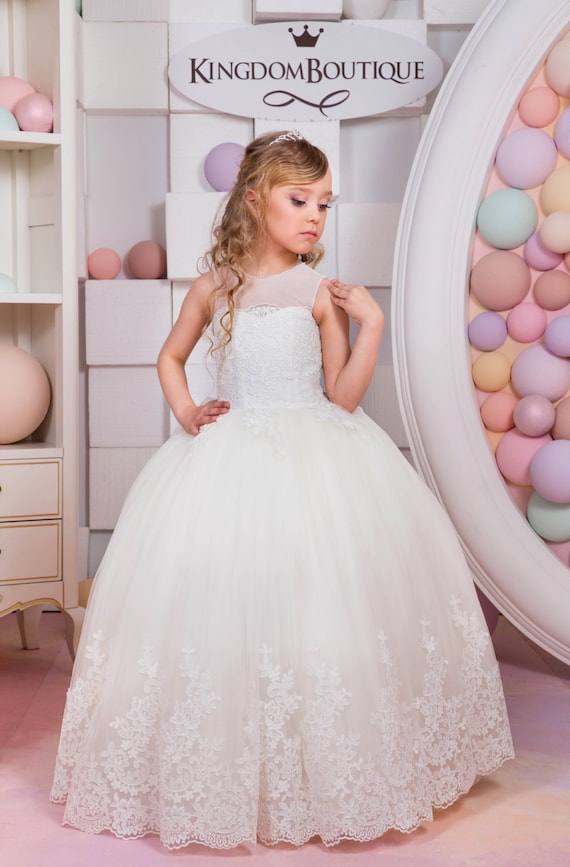 girls ivory holiday dress Flower Girl Dress Champagne Ivory Puffy Wedding party Dress TBF013 – TANYA  BRIDAL