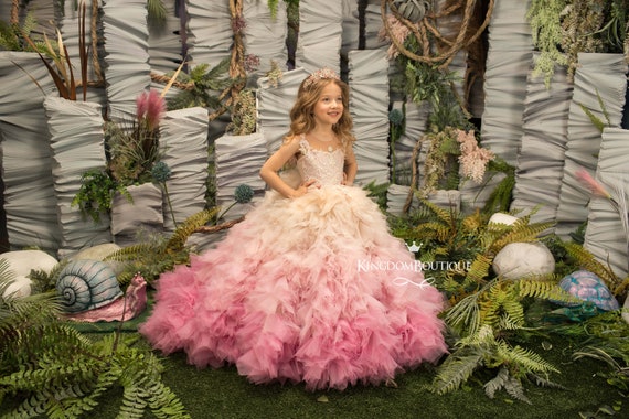 Cappuccino y blush rosa encaje tul vestido formal niña flor | Etsy México