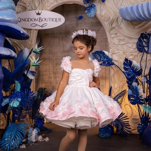 Blumenmädchen Kleid, Tüll Blumenmädchen Kleid, Elfenbein und rosa Kleid, Elfenbein Blumenmädchen Kleid, Erstkommunion Kleid, Junior Brautjungfer Kleid