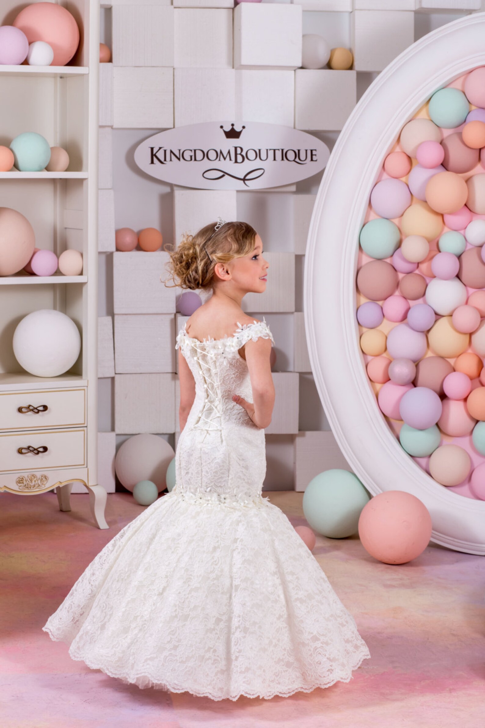 Ivory Flower Girl Mermaid style Dress Wedding Party Etsy