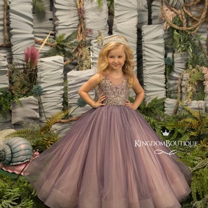 Lila und Blush Rosa Tüll formelle Blumenmädchen Kleid für besonderen Anlass Brautjungfer Party Hochzeit Festzug erste Kommunion Weihnachten