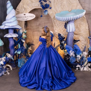 Blumenmädchen Kleid, Tüll Blumenmädchen Kleid, Blumenmädchen Kleid aus Spitze, Royal blau Mädchenkleid, Erstkommunion Kleid, Junior Brautjungfer Kleid