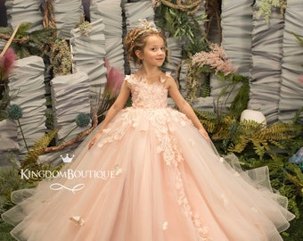 Peach gown for flower girl sale