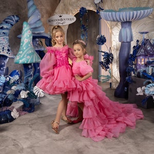 Blumenmädchen Kleid, Tüll Blumenmädchen Kleid, Blumenmädchen Kleid aus Spitze, Rosa Blumenmädchen Kleid, Erstkommunion Kleid, Junior Brautjungfer Kleid