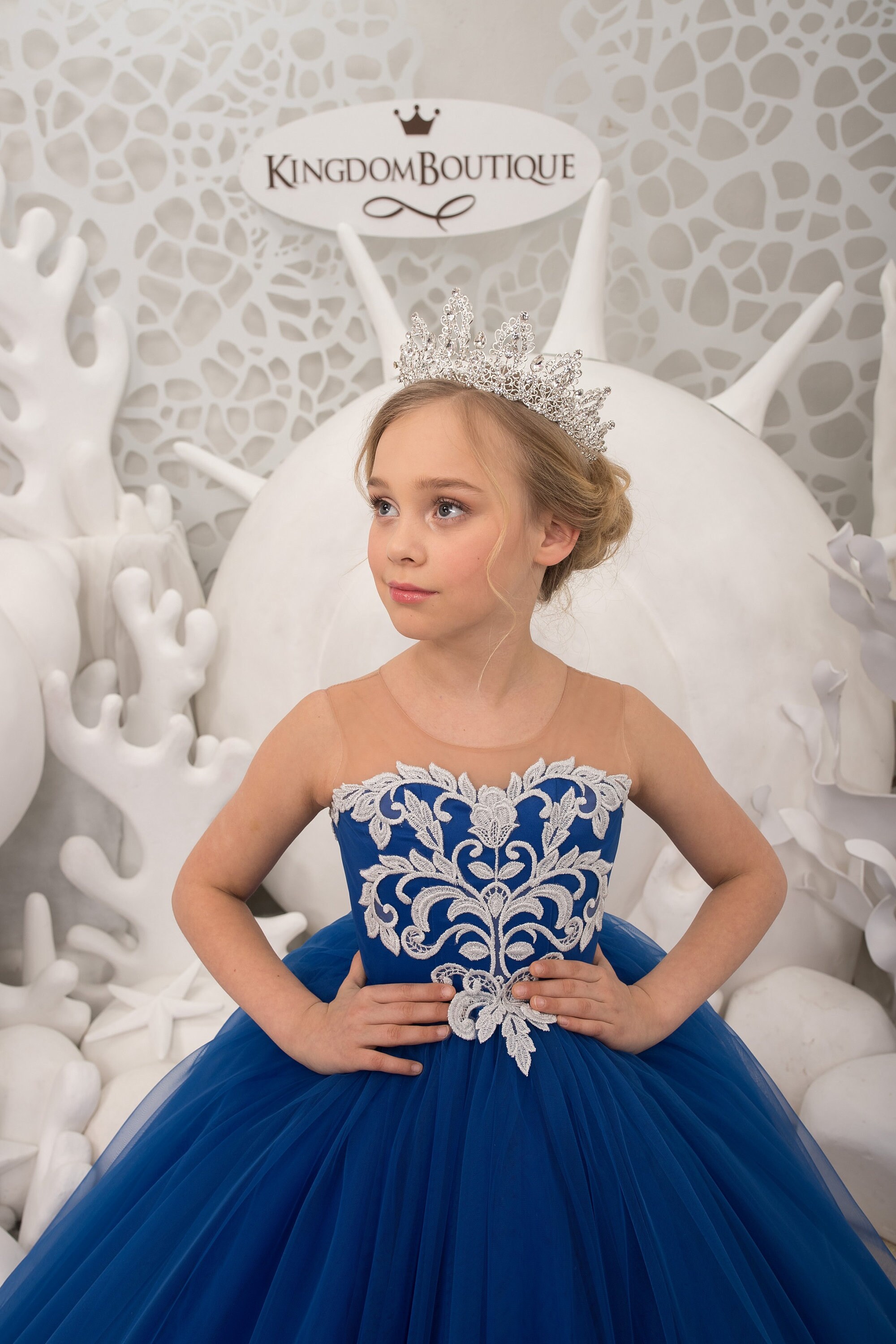 Cap Sleeves Acetate Satin Flower Girl Dresses Royal Blue