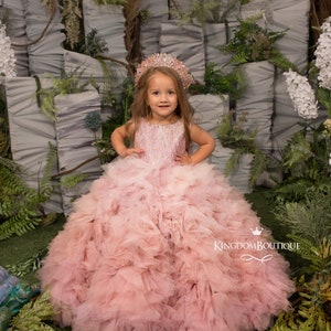 Blumenmädchen Kleid aus Satin und Tüll für besonderen Anlass Brautjungfer Party Hochzeit Festzug Geburtstag Foto-Shooting Weihnachten