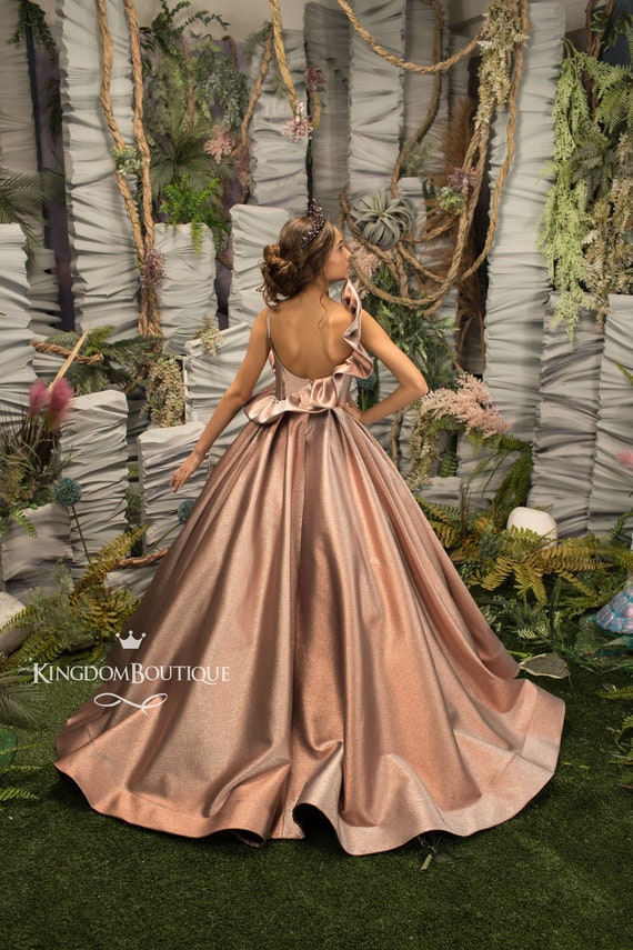 Rose Gold One Shoulder Bridesmaid Dresses Long Sequin Bridesmaid Dresses  FS100
