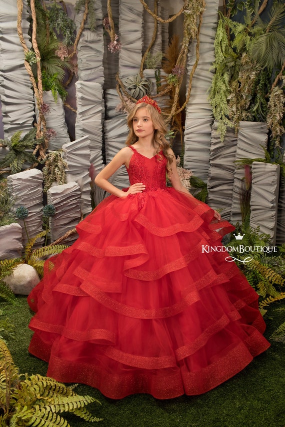 Vestido de chica de flor de tul de encaje rojo para ocasiones - Etsy México Vestido de chica de flor de tul de encaje rojo para ocasiones - Etsy México
