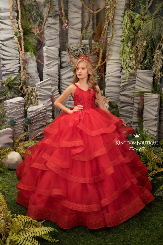 45,13 US$-Vestido de boda de flores para niña, adecuado para vestidos  elegantes de fiesta para niñas de 8 a 12 años, encaje de lujo,  fiest-Description