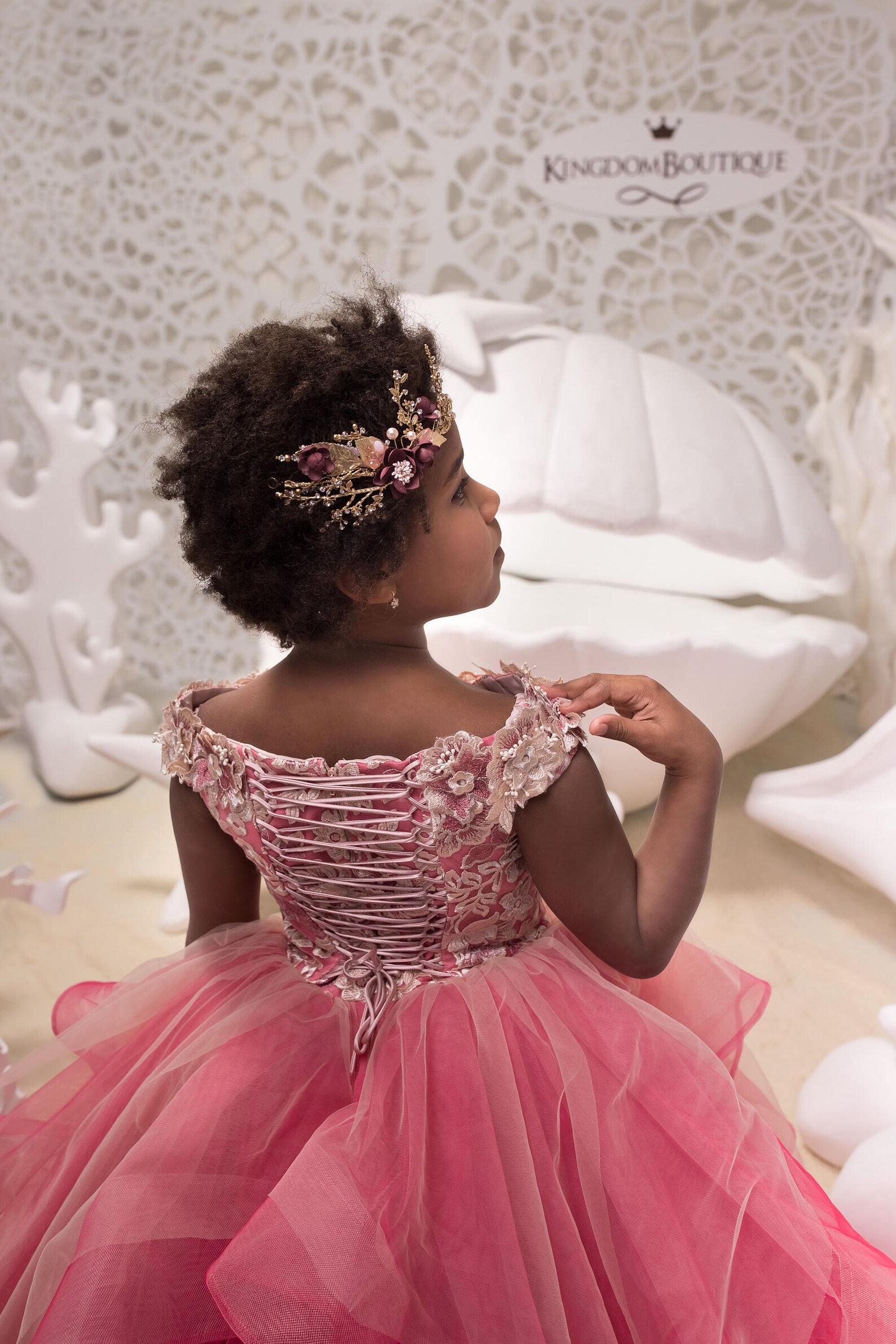 Cap Sleeves Acetate Satin Flower Girl Dresses Fuchsia