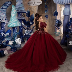 Blumenmädchen Kleid, Tüll Blumenmädchen Kleid, Kastanienbraun Blumenmädchen Kleid, rotes Mädchen Kleid, Erstkommunion Kleid, Junior Brautjungfer Kleid