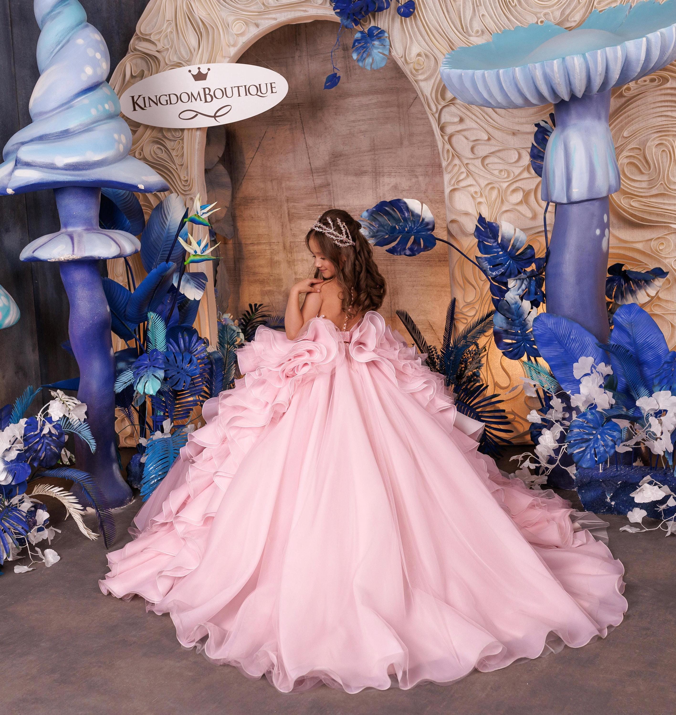 pink princess first communion dress Pink Princess Dress Tulle Birthday Party, Wedding Baby Dress, First Communion Dress, Long Girl Dress, Special Occasion, Toddler Dress