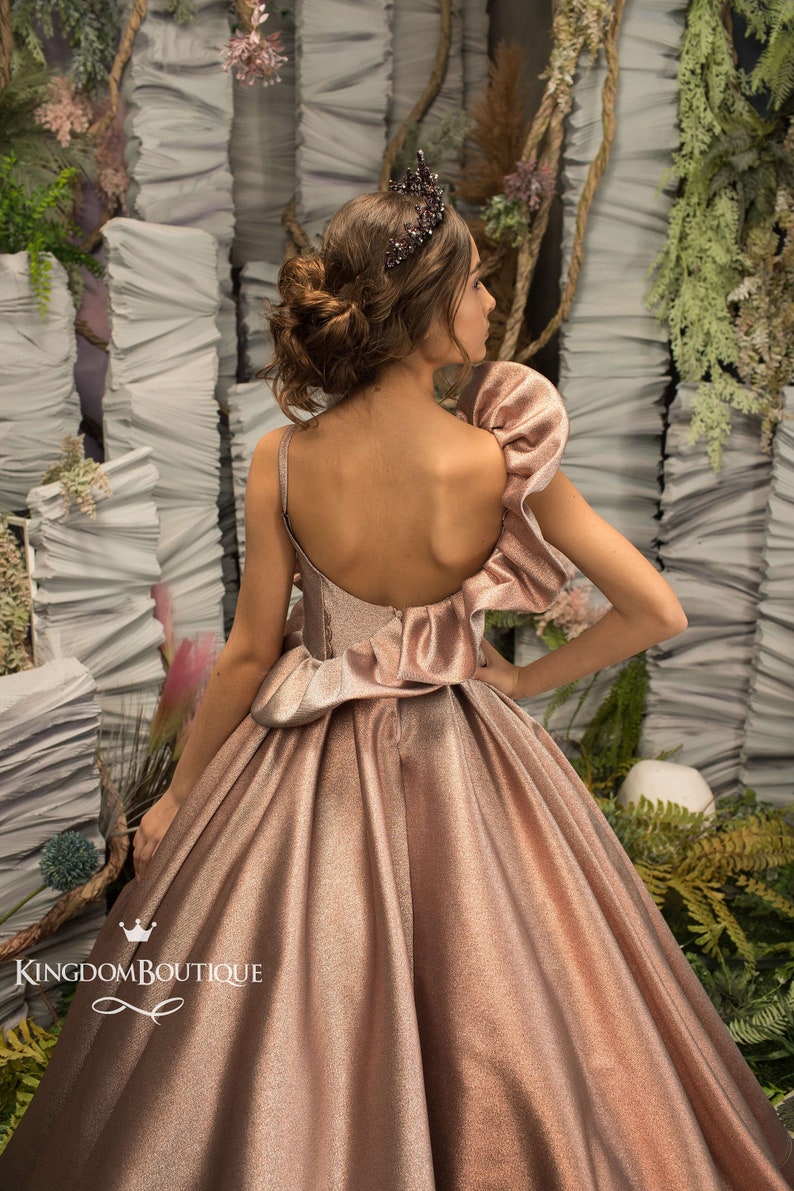 Rose Gold Flower Girl Dress Birthday Wedding Party Holiday Etsy