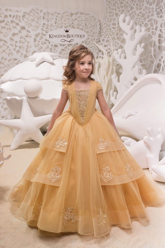 gold flower girl dresses