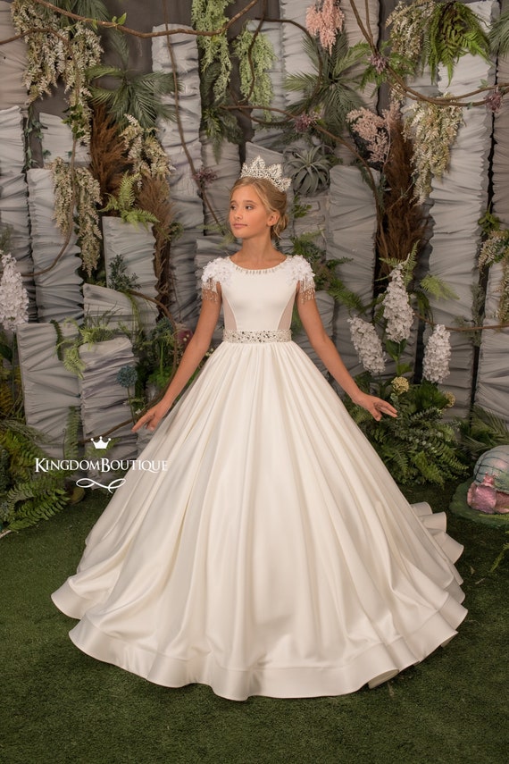 Ivory Satin Formal Flower Girl Dress for Special Occasion Bridesmaid Party  Wedding Pageant First Communion Photoshoot Christmas - Etsy