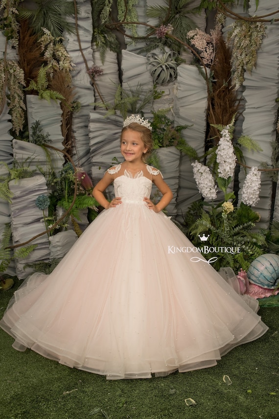 Ivory and Blush Pink Lace Tulle Flower Girl Dress for Special | Etsy