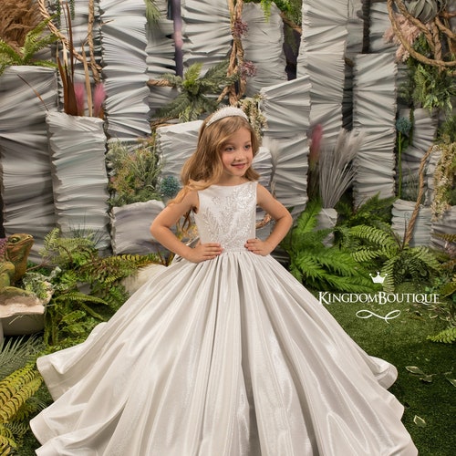 UK Flower Kids Girl Bridesmaid Wedding Prom Pageant Party Full Maxi Formal Dress 