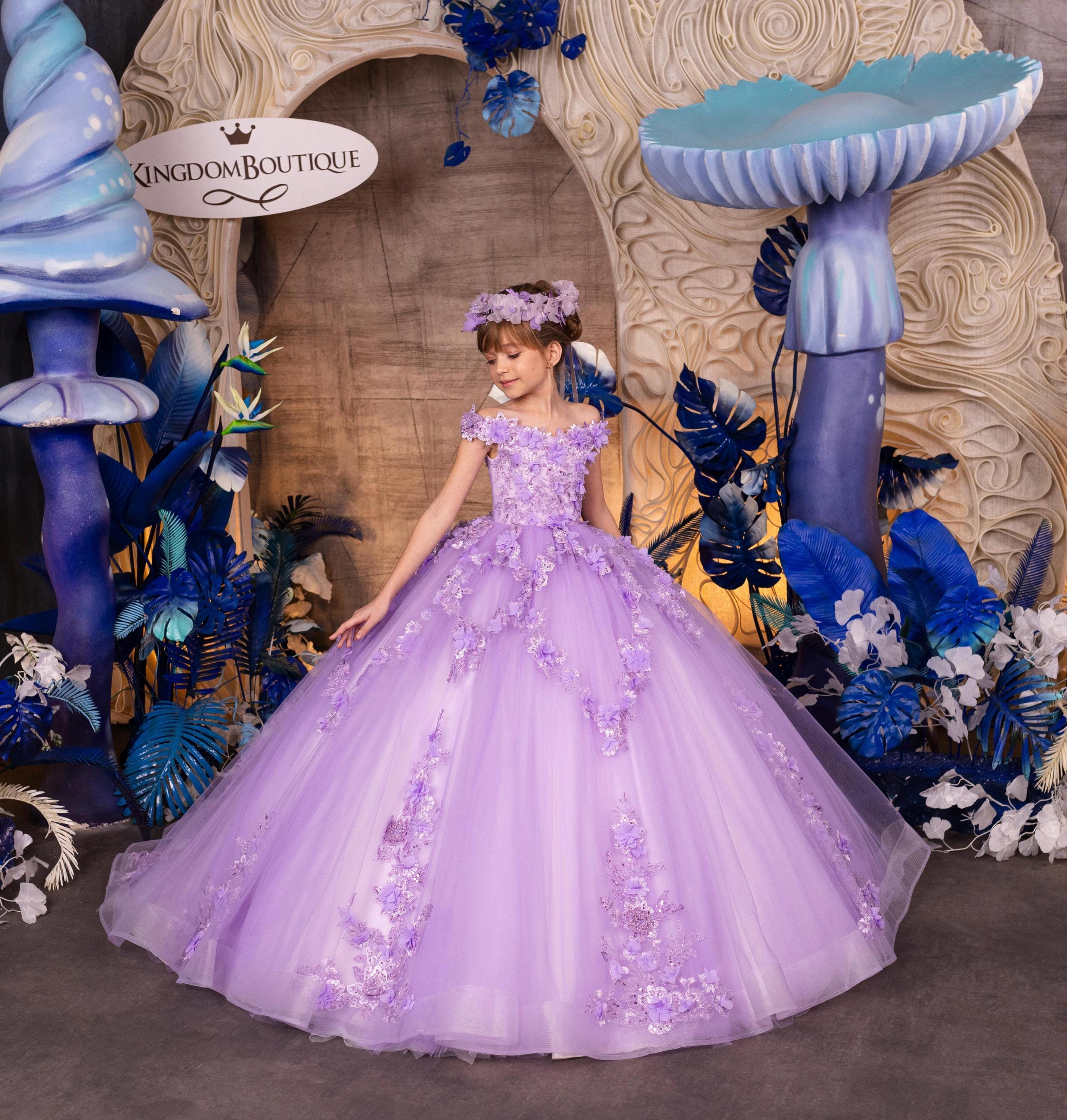【稀少】ミューラル 20AW framed flower dress/パープル Flower Girl Dress, Tulle Flower Girl Dress, Lace Flower Girl Dress