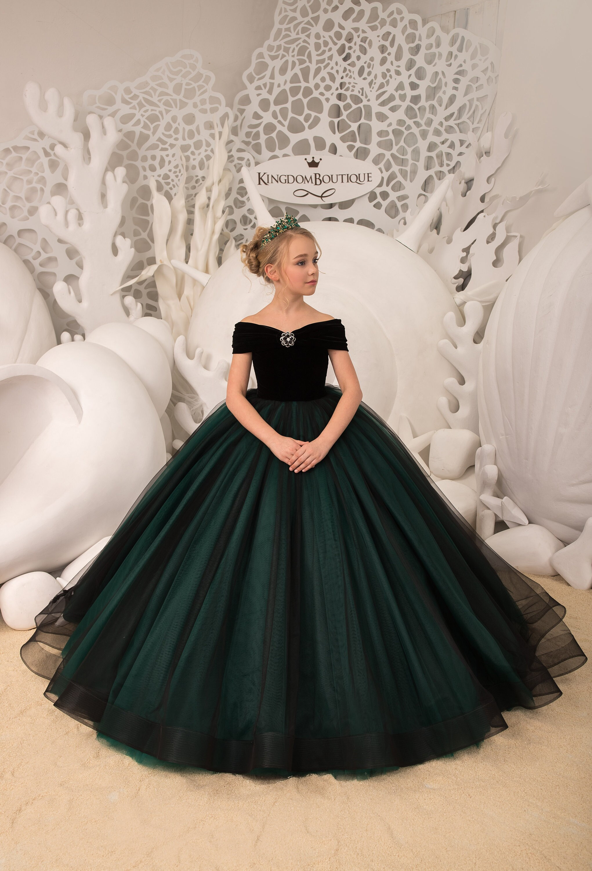 Green and black gown sales