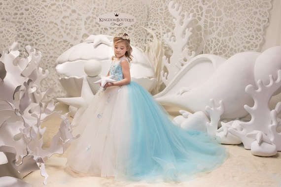Ivory and Light Blue lace tulle formal flower girl dress for special occasion bridesmaid party wedding pageant birthday photoshoot Christmas Ivory and Light Blue lace tulle formal flower girl dress for special occasion bridesmaid party wedding pageant birthday photoshoot Christmas