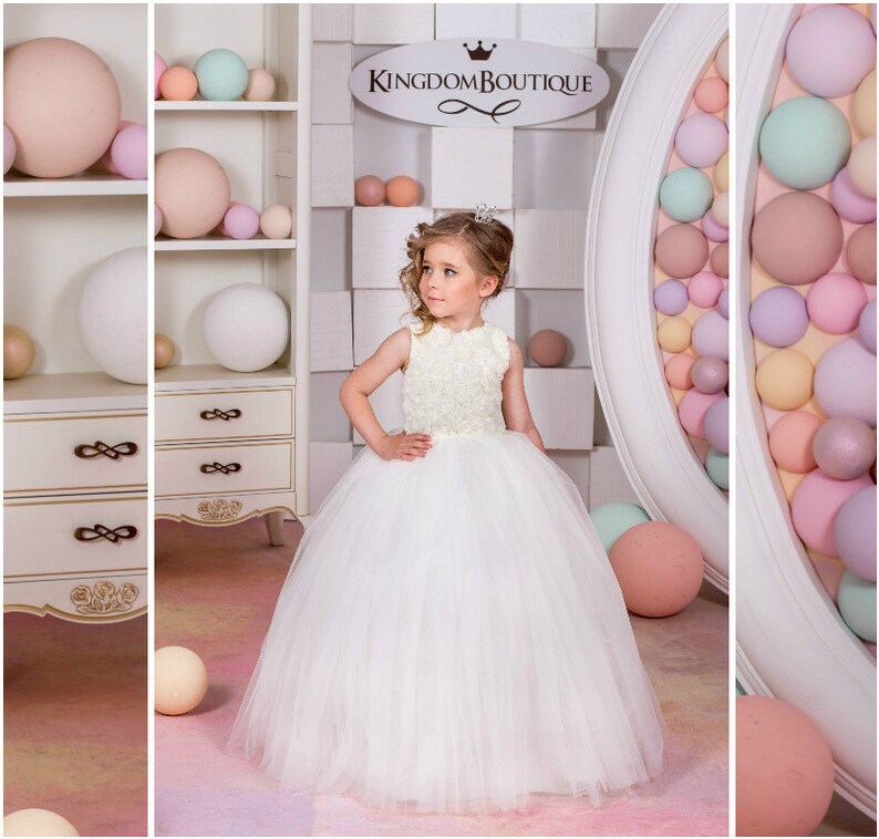 Ivory Tulle Flower Girl Dress Wedding Party Bridesmaid Etsy