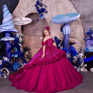 Blumenmädchen Kleid, Blumenmädchen Kleid Tüll, Blumenmädchen Kleid Spitze, Fuchsia Kleid, Erstkommunion Kleid, Junior Brautjungfer Kleid