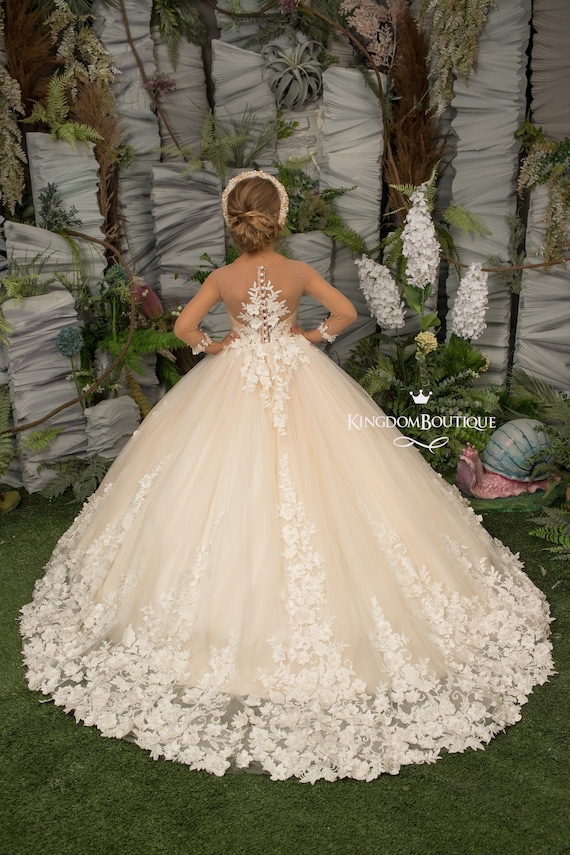 トップス FLOWER BALLOON TULLE BOLERO (CREAM) Flower Girl Dress Tulle, Party Girl Dress, Lace Flower Girl