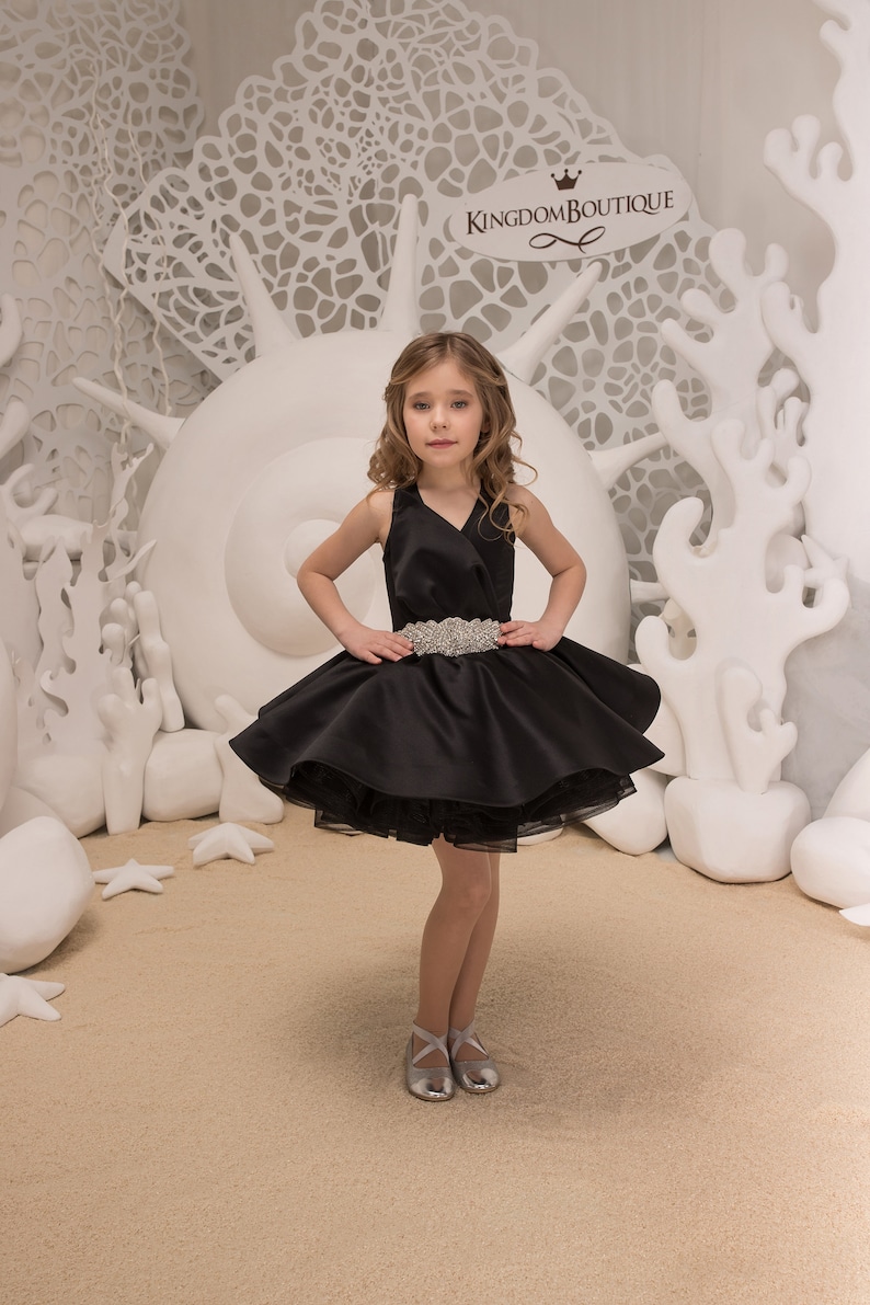 Girls Black Flower Christmas Party, Birthday Party,  Outings, Baby Girl Dress