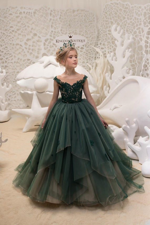 emerald green gown for kids