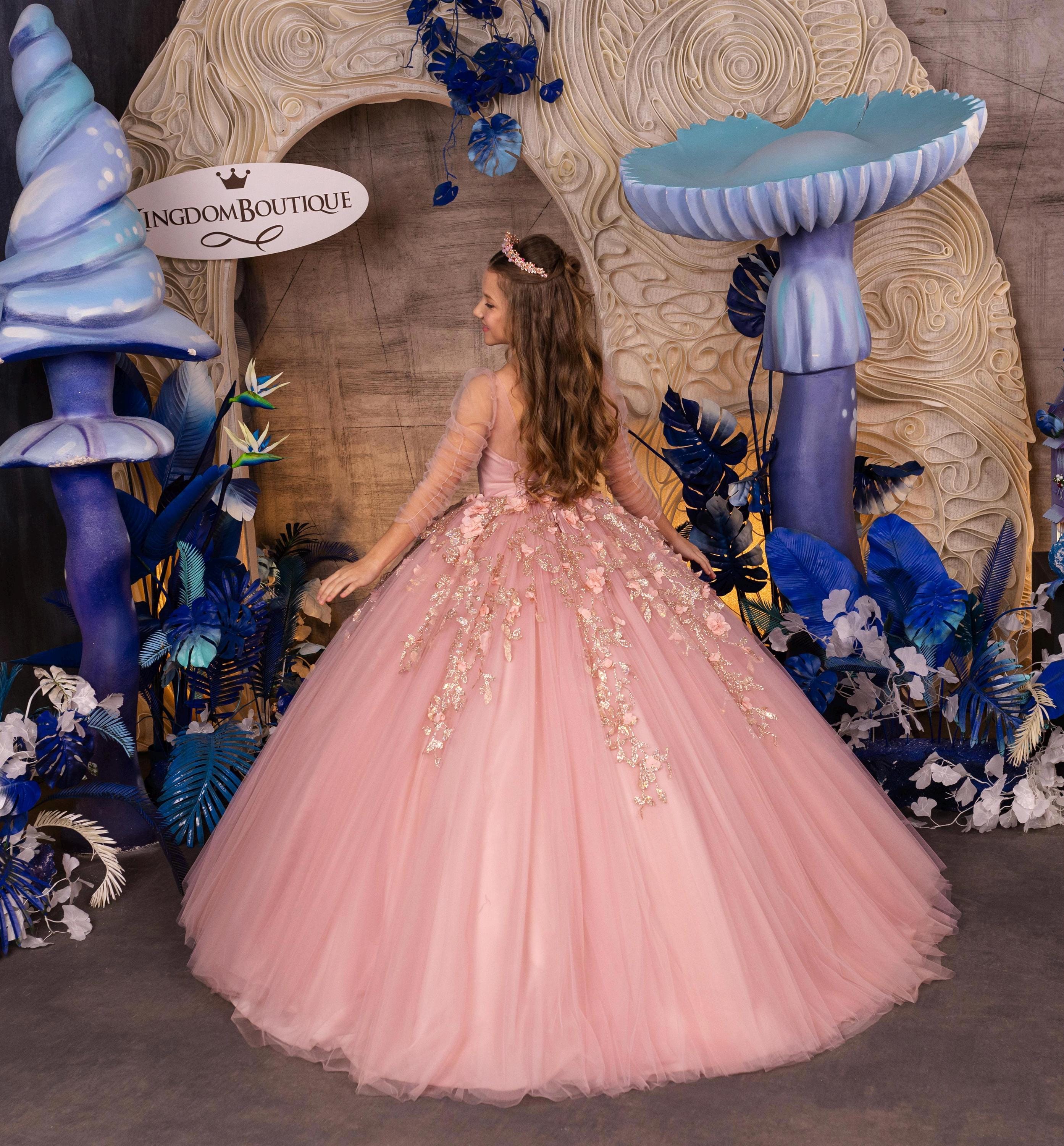 Fancy Dress, Tulle Fancy Dress, Lace Fancy Dress, Pink Fancy Dress