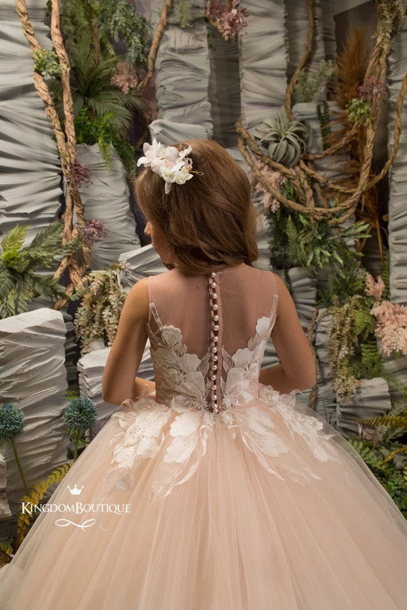 Vestido de nina de flores rosa rubor y marfil fiesta de bodas de cumpleanos dama de honor vacaciones vestido de nina de flores rosa rubor y marfil 26 185 Etsy Mexico