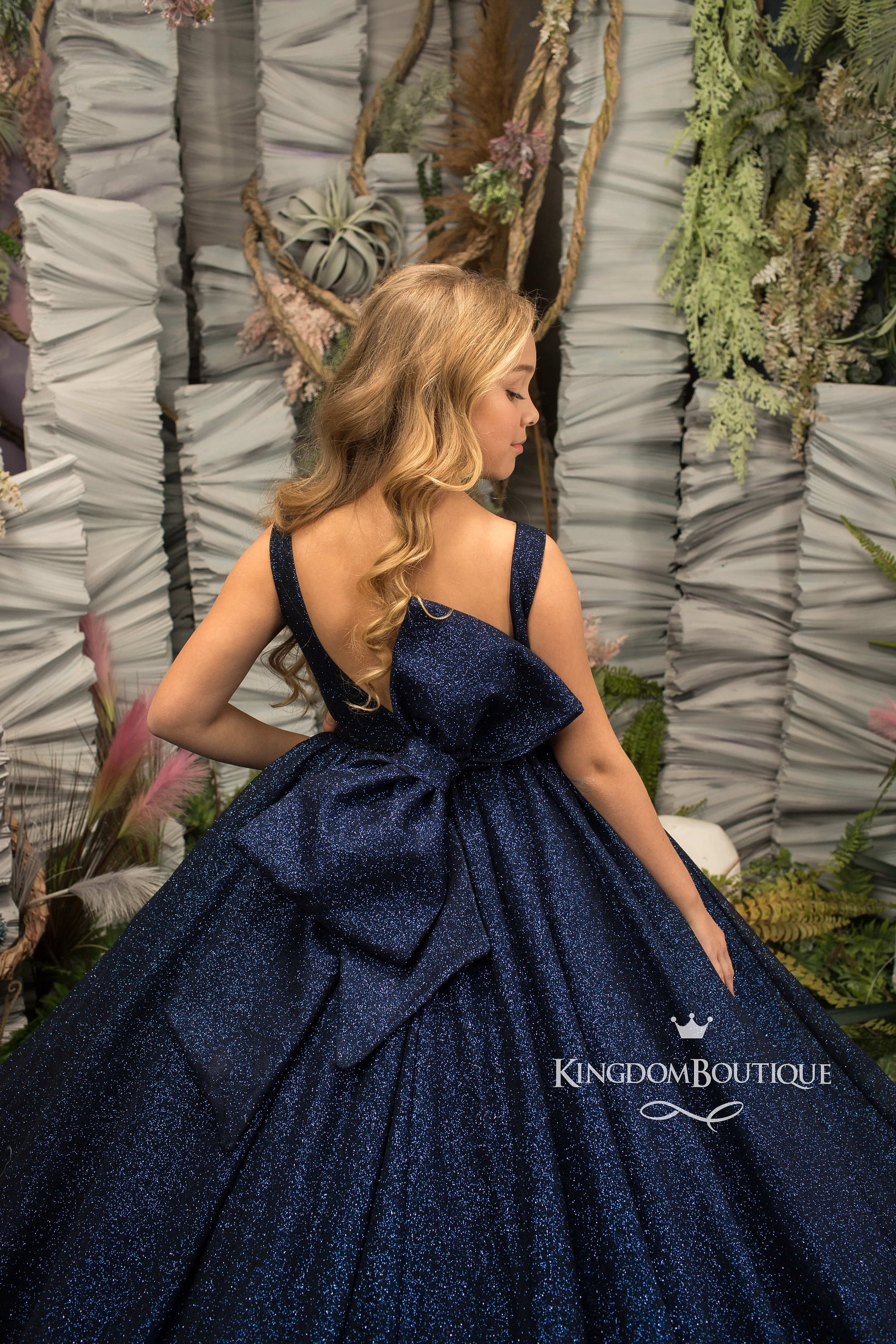 Navy Blue Satin Formal Flower Girl Dress for Special Occasion ...