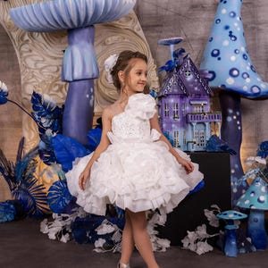 Blumenmädchen Kleid, Tüll Blumenmädchen Kleid, Blumenmädchen Kleid aus Spitze, Elfenbein Blumenmädchen Kleid, Erstkommunion Kleid, Junior Brautjungfer Kleid