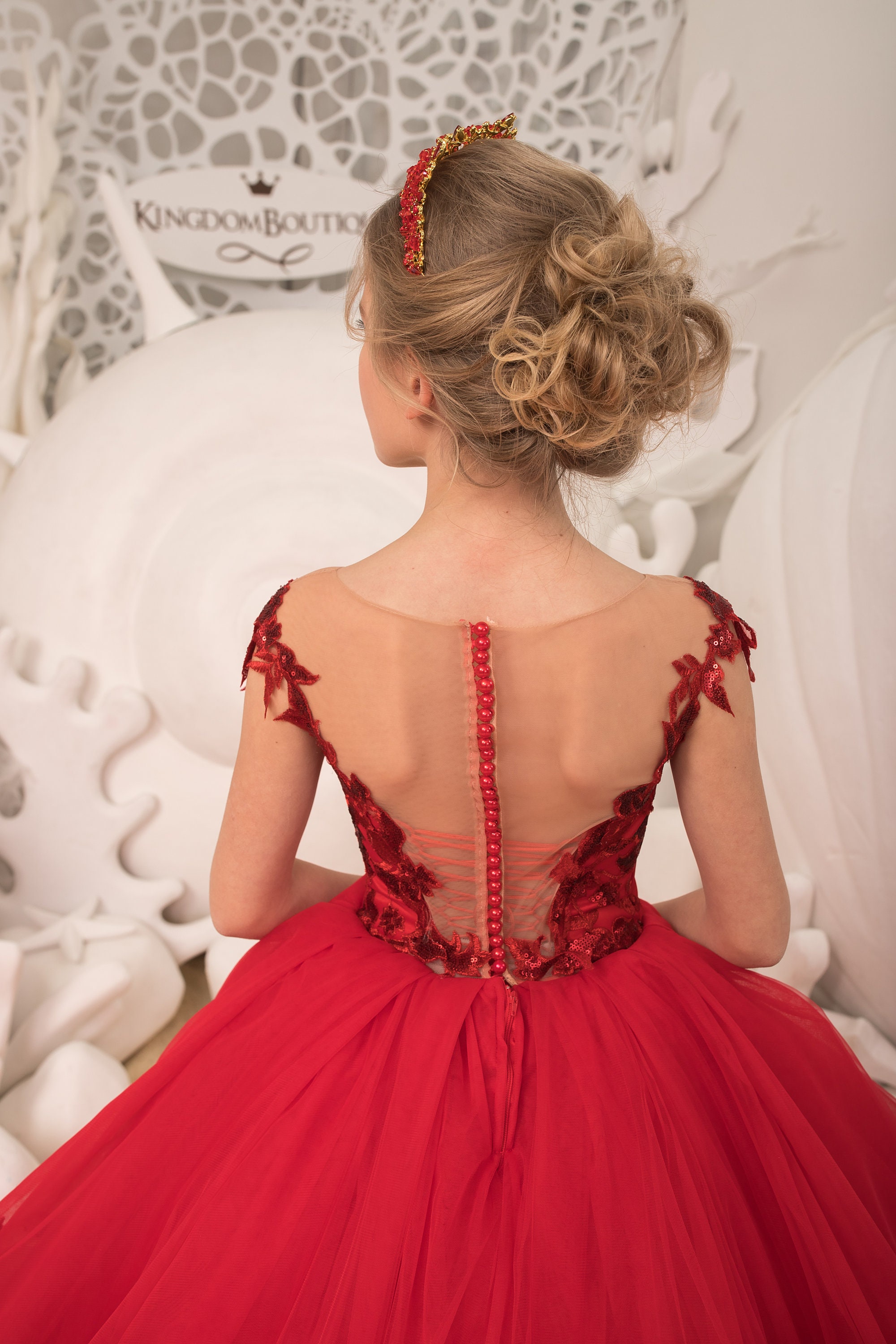 Vestido de niña de flores formal de encaje rojo con encaje - Etsy España Vestido de niña de flores formal de encaje rojo con encaje - Etsy España