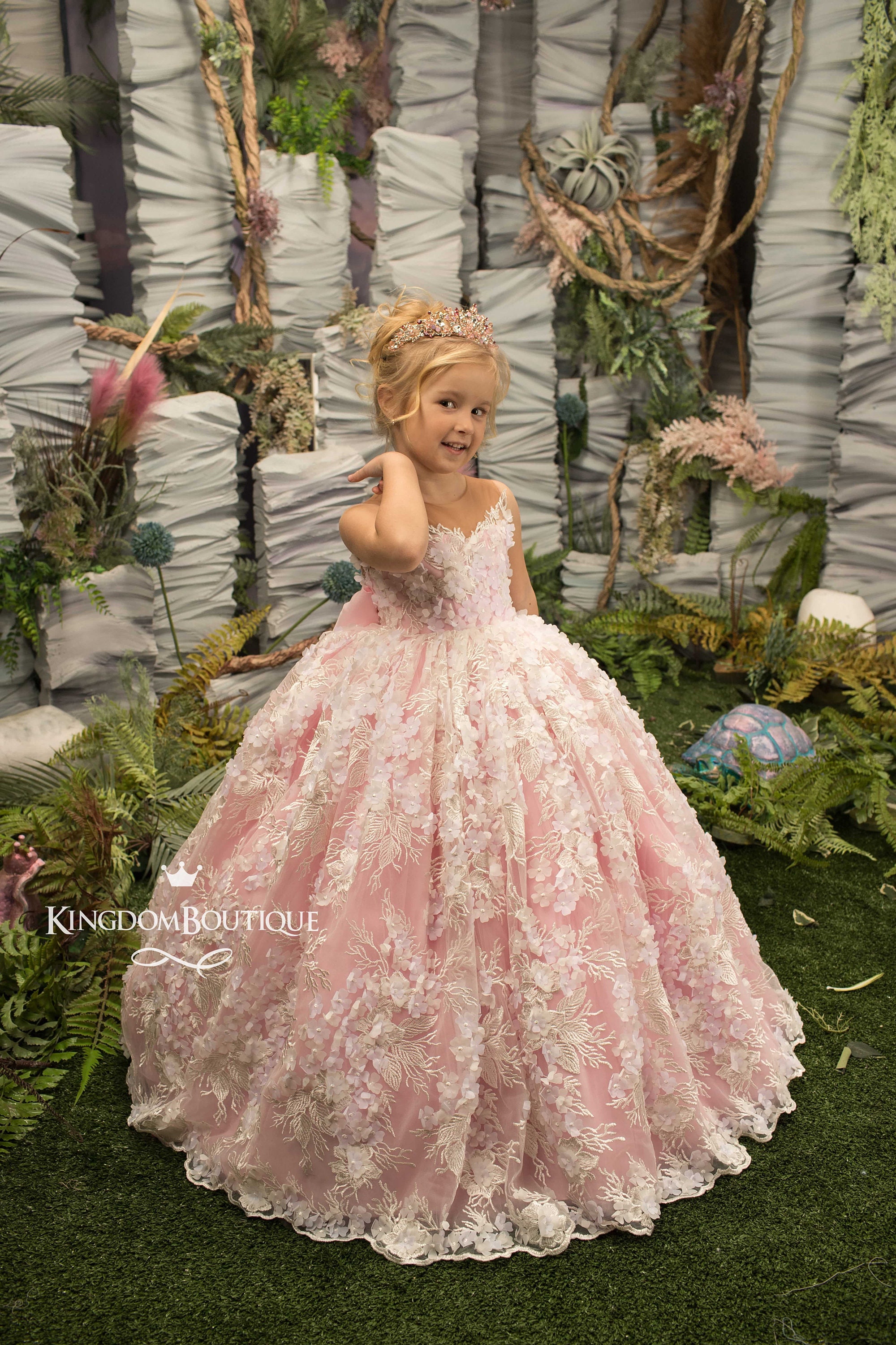 Ivory Blush Pink Satin Tulle Formal 