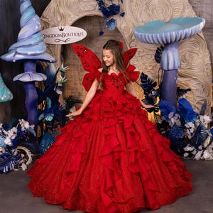 Blumenmädchen Kleid, Tüll Blumenmädchen Kleid, Blumenmädchen Kleid Spitze, rotes Blumenmädchen Kleid, Erstkommunion Kleid, Junior Brautjungfer Kleid