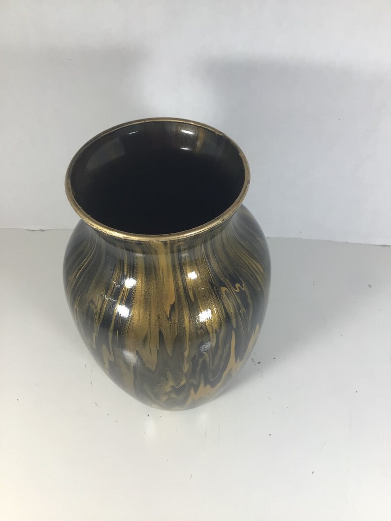 Black and Gold Flower Vase, Hand Painted Vase Etsy