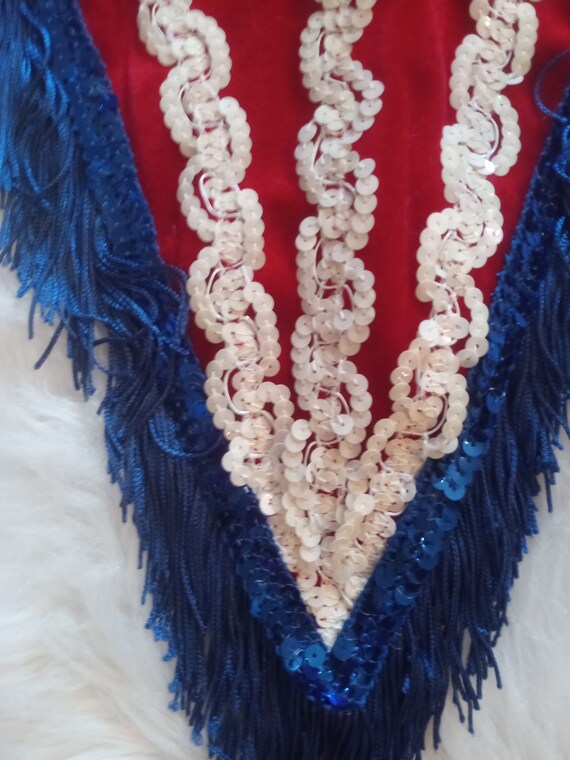 Handmade Red White & Blue Majorette Costume, Hall… - image 10