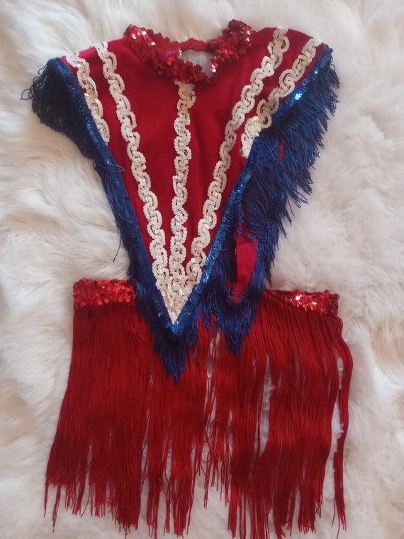 Handmade Red White & Blue Majorette Costume, Hall… - image 2