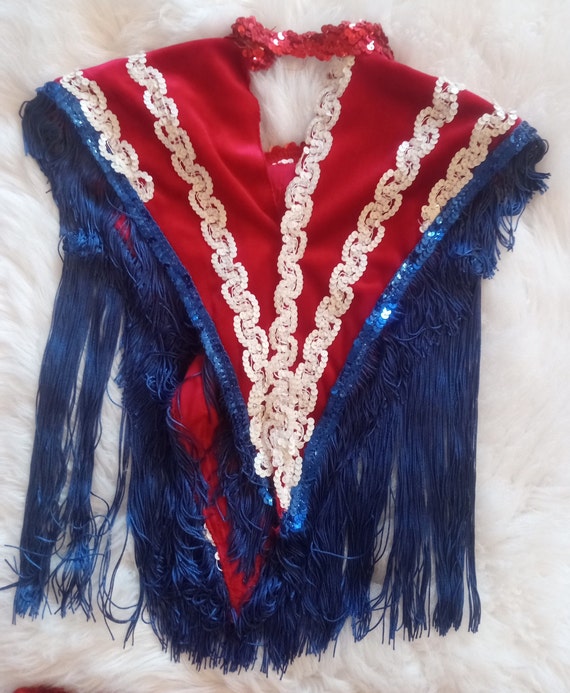 Handmade Red White & Blue Majorette Costume, Hall… - image 1