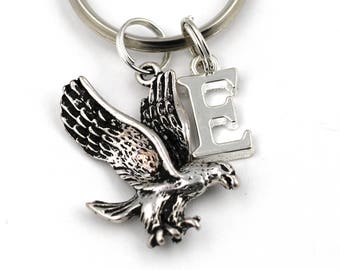 USA Bald Eagle Bird Head Pewter Metal Emblem Metal Ring Key Chain KEY CHAINS