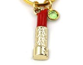Red Lipstick Key Ring, Women 39 s Handbag Charm Keychain With Birthstone Or Pearl, Makeup Artist Keyring, Makeup Artist Gift, Car Accessories